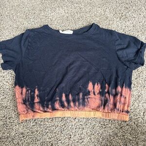 Trendy Black and Orange Tie-Dye Crop Top